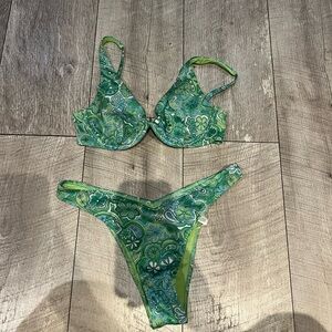 Hollister Lime and Teal Bikini Top